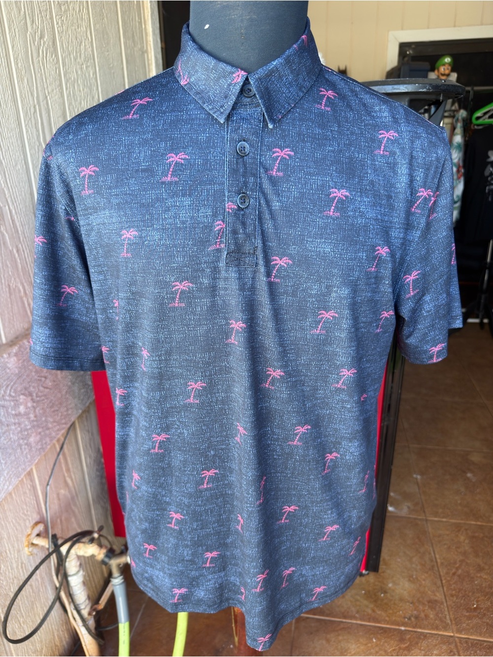 PreOwned Kahala Polo Shirt Men's Medium Hawaiian Print Blue